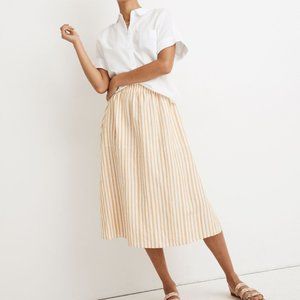Madewell Smocked-Waist Midi Skirt in Stripe